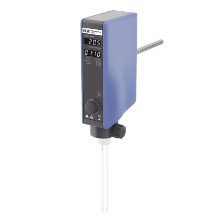 Homogeniser IKA T 25 easy clean digital ULTRA-TURRAX, dispering, 500 watts, volume range 1 to 2000 millilitres, maximum speed 25000 rpm, no continous temperature measurement, not programmable, probe and stand not included, suitable for life science, food safety, food and beverage R&D, pharmaceutical, cosmetic, liquid industrial and environment and water treatment applications. Accessories are interchangeable between manufacturers range, displays real time RPM, standard probe warranty 24 months.